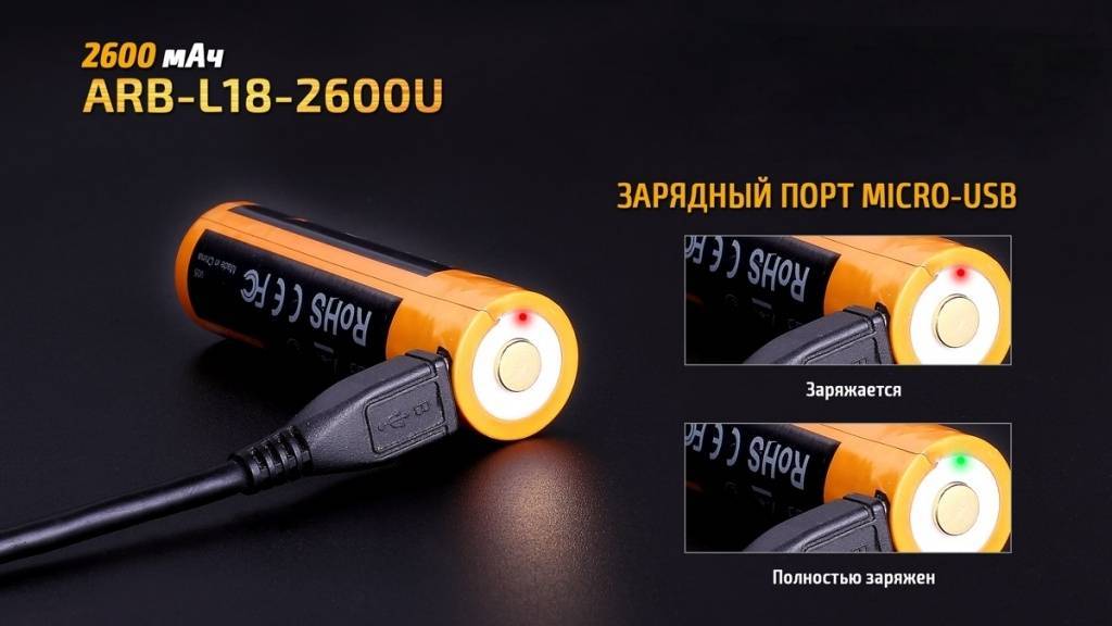 Акумулятор 18650 Fenix (2600 mAh) micro usb зарядка - військове спорядження Darkskiff - фото 15 Акумулятор 18650 Fenix (2600 mAh) micro usb зарядка - тактичне спорядження Darkskiff - фото 15