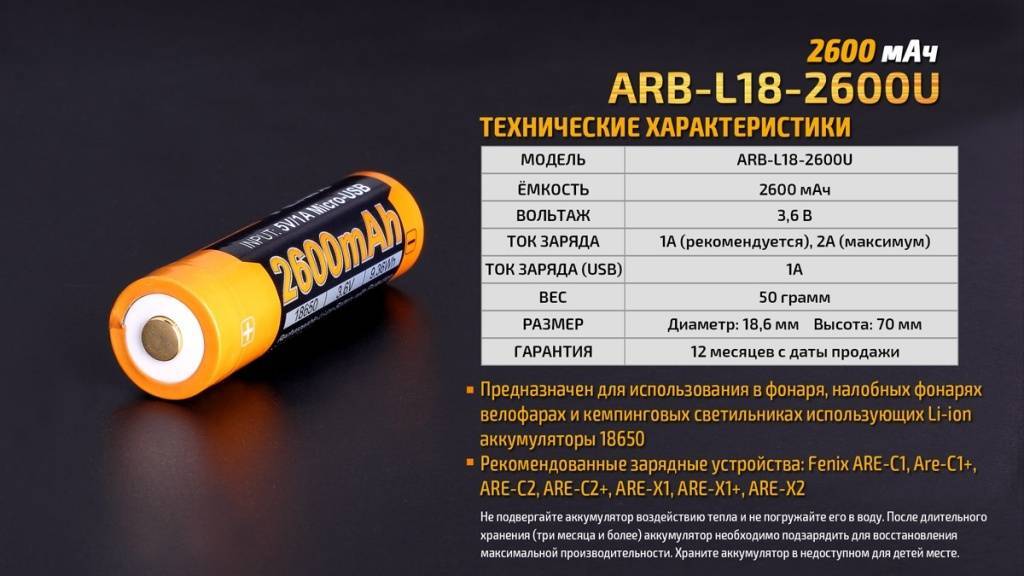 Акумулятор 18650 Fenix (2600 mAh) micro usb зарядка - військове спорядження Darkskiff - фото 21 Акумулятор 18650 Fenix (2600 mAh) micro usb зарядка - тактичне спорядження Darkskiff - фото 21