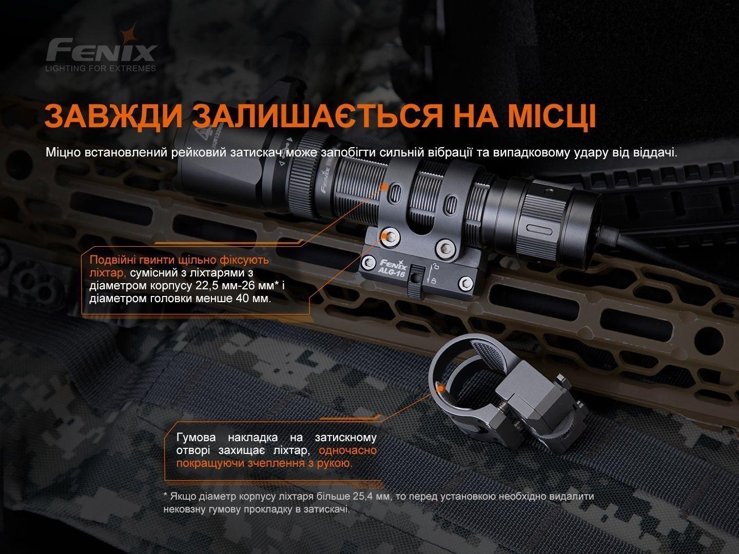Кріплення на зброю для ліхтарів Fenix ALG-16 - військове спорядження Darkskiff - фото 15 Кріплення на зброю для ліхтарів Fenix ALG-16 - тактичне спорядження Darkskiff - фото 15