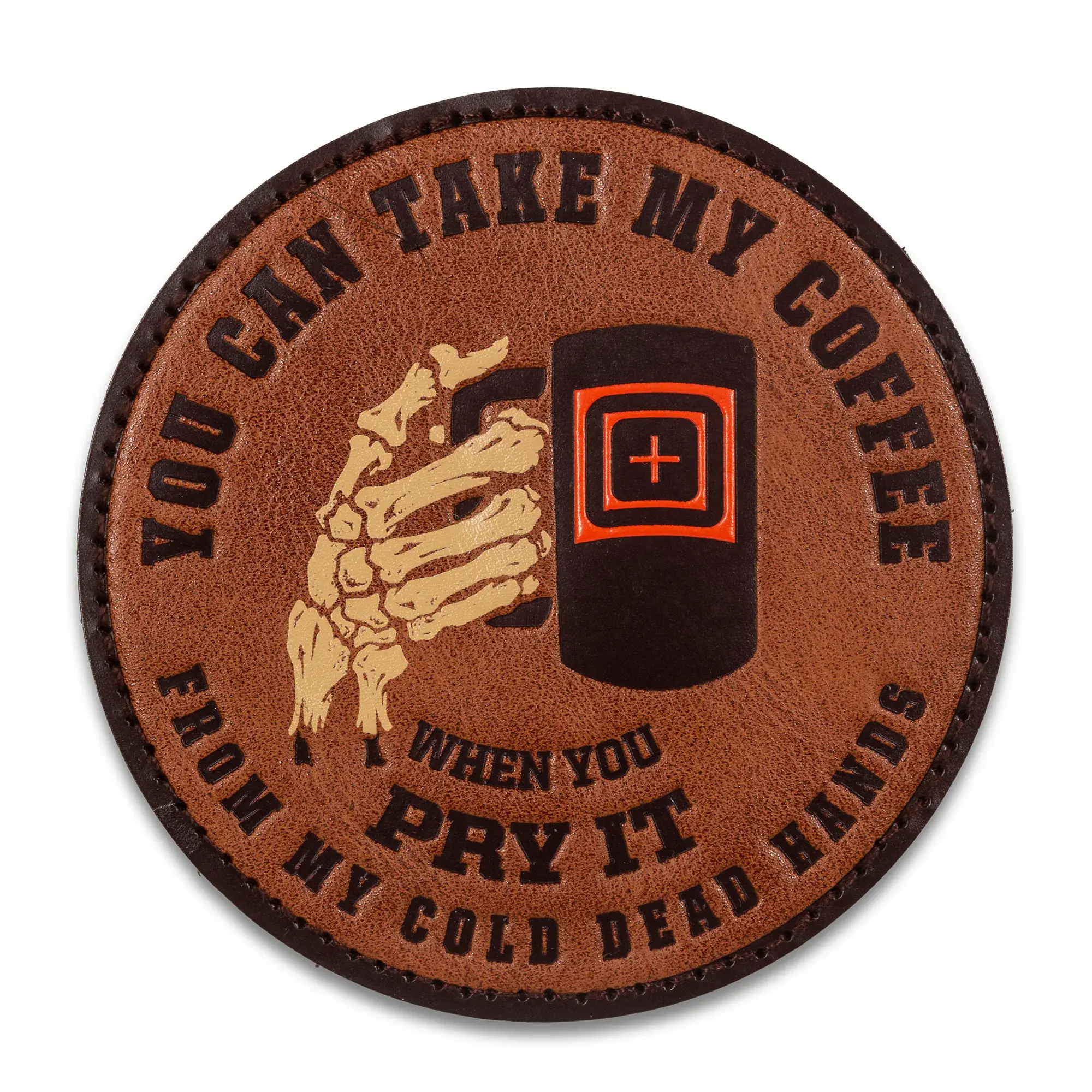 Нашивка 5.11 Tactical "Cold Dead Hands Coffee Leather Patch" - военное снаряжение Darkskiff - фото 9 Нашивка 5.11 Tactical "Cold Dead Hands Coffee Leather Patch" - тактическое снаряжение Darkskiff - фото 9