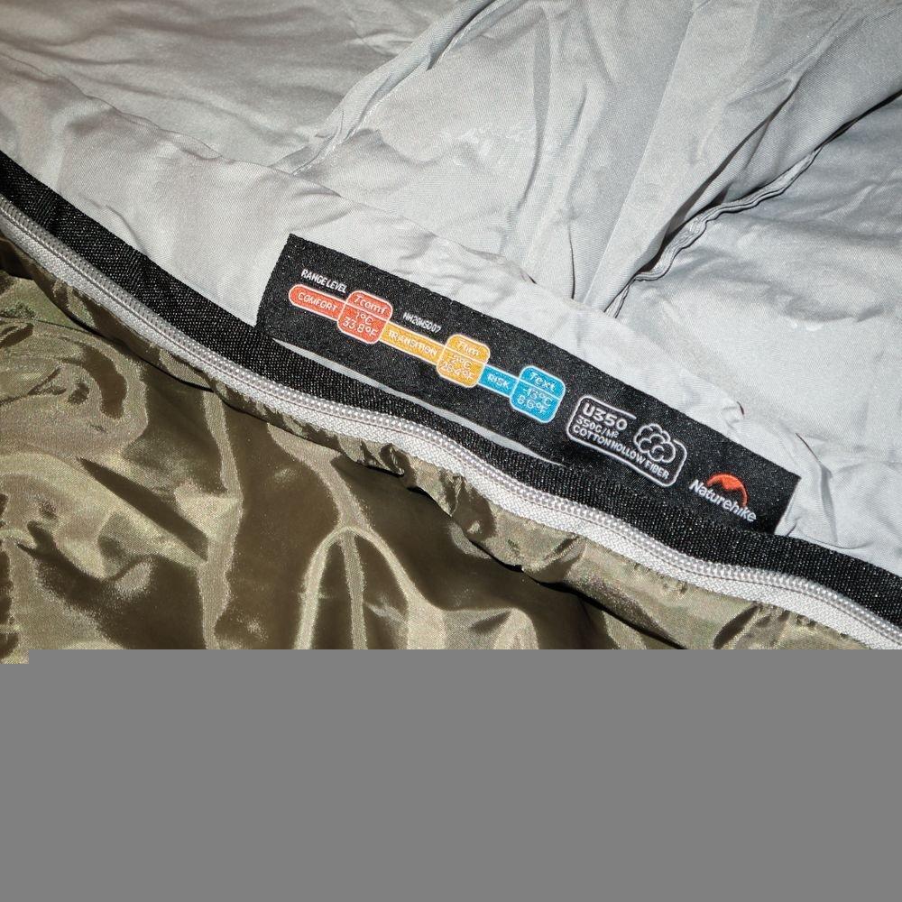 Спальник з капюшоном Naturehike U350 NH20MSD07, (1°C), правий, зелений - військове спорядження Darkskiff - фото 19 Спальник з капюшоном Naturehike U350 NH20MSD07, (1°C), правий, зелений - тактичне спорядження Darkskiff - фото 19