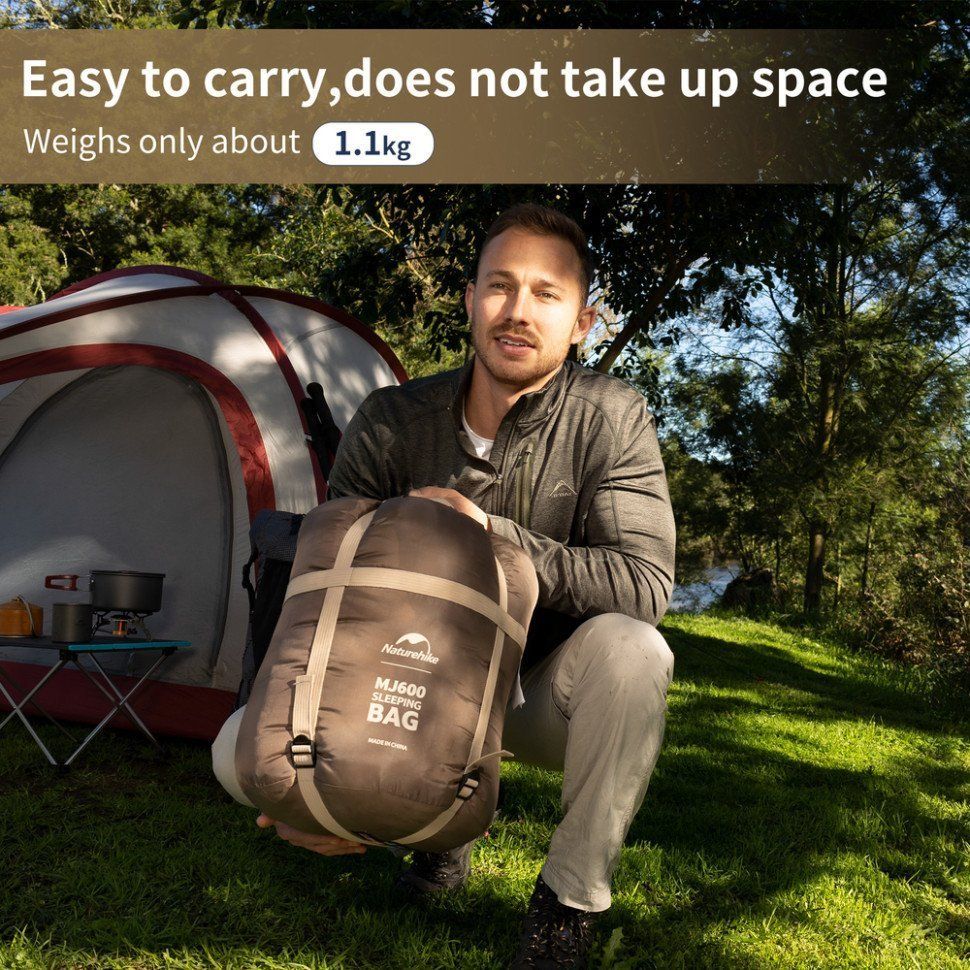 Спальник з капюшоном Naturehike MJ 600 CNK2300SD014, коричневий - військове спорядження Darkskiff - фото 11 Спальник з капюшоном Naturehike MJ 600 CNK2300SD014, коричневий - тактичне спорядження Darkskiff - фото 11