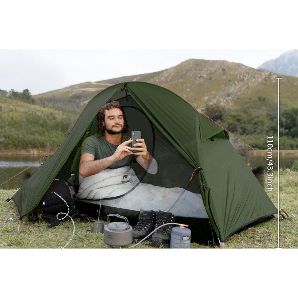 Сверхлегкая одноместная палатка с опорной поверхностью Naturehike Cycling 1 NH18A095-D, 210T, темно-зеленый - военное снаряжение Darkskiff - фото 14 Сверхлегкая одноместная палатка с опорной поверхностью Naturehike Cycling 1 NH18A095-D, 210T, темно-зеленый - тактическое снаряжение Darkskiff - фото 14